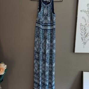 Blue Patterned Maxi Dress